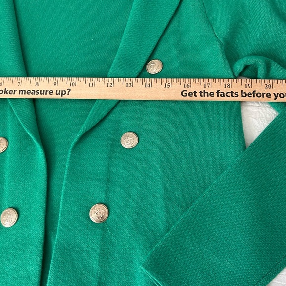 Tahari Kelly Green cardigan with brass buttons NEW - Picture 13 of 14